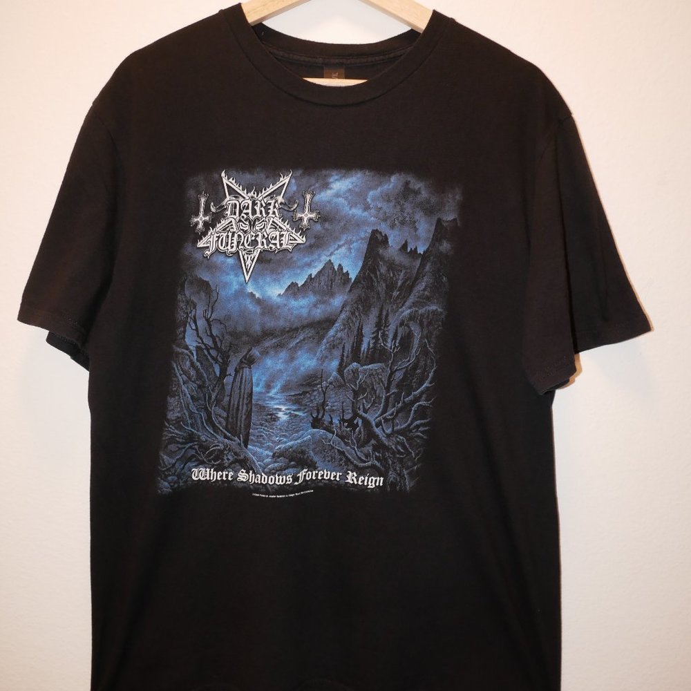 DARK FUNERAL "WHERE SHADOWS FOREVER..." AUTHENTIC BLACK METAL BAND LARGE T-SHIRT